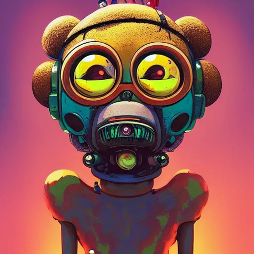 Image similar to cheburashka futurama cyberpunk portrait by gaston bussierre and charles vess and james jean and erik jones and rhads, inspired by rick and morty, epic, funny, huge scale, beautiful fine face features, intricate high details, sharp, ultradetailed