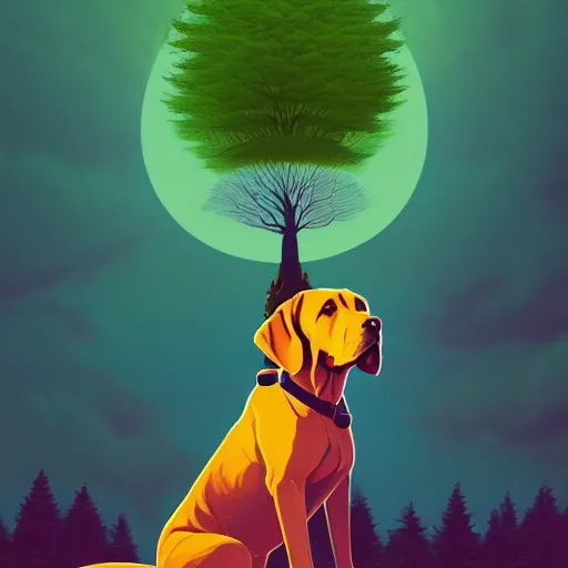 Prompt: a tree that grows labrador dogs as fruit, bright, fantasy, wlop, dan mumford, artgerm, liam brazier, peter mohrbacher, 8 k, raw, featured in artstation, octane render, cinematic, elegant, intricate, 8 k