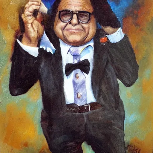 Image similar to danny devito as a hound dog detective, beautiful oil painting