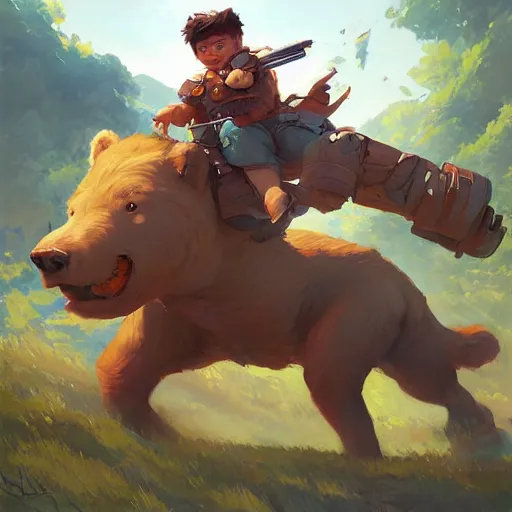 Prompt: pete buttigieg riding a warbear into battle by jesper ejsing, by rhads, makoto shinkai and lois van baarle, ilya kuvshinov, rossdraws global illumination