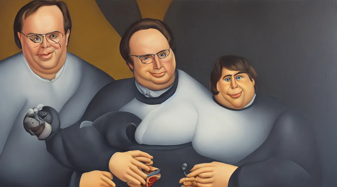 Image similar to portrait of Linus Torvalds painted by fernando botero