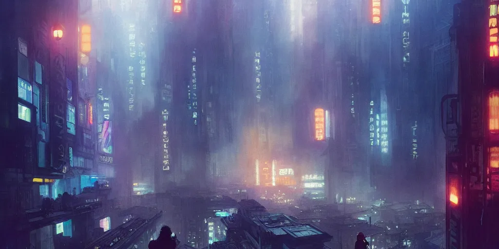 Image similar to 2 0 1 8 blade runner movie still jamie chung look at the cityscape from roof matrix perfect face fine realistic face pretty face neon puffy jacket blue futuristic sci - fi elegant by denis villeneuve tom anders zorn hans dragan bibin thoma greg rutkowski ismail inceoglu illustrated sand storm alphonse mucha