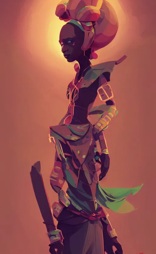 Image similar to tribal afrika teenage hacker, Video game character design , asymmetrical, profile, 2d game fanart behance hd by Jesper Ejsing, by RHADS, Makoto Shinkai and Lois van baarle, ilya kuvshinov, rossdraws global illumination