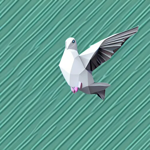 Image similar to a green dove, isometric, vector, low poly, black background, cgsociety, volumetric lighting