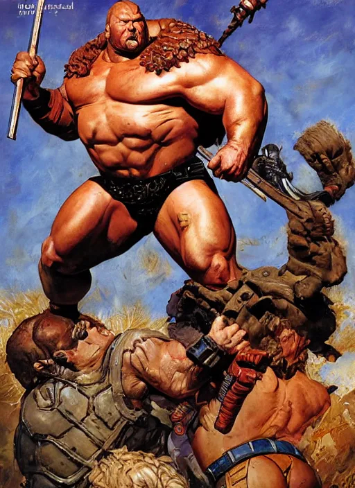 Prompt: full body and head portrait of Hafþór Júlíus Björnsson as juggernaut, dynamic action, painted by norman rockwell and phil hale and greg staples and tom lovell and frank schoonover and jack kirby