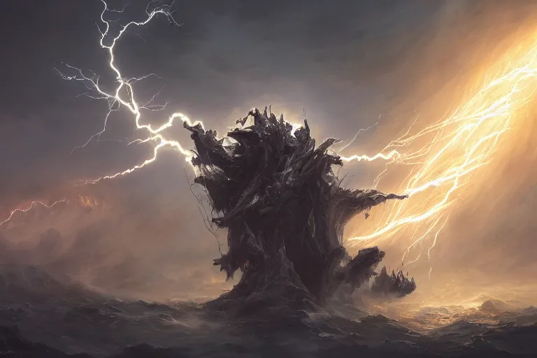 Prompt: lord of lightning by quentin mabille