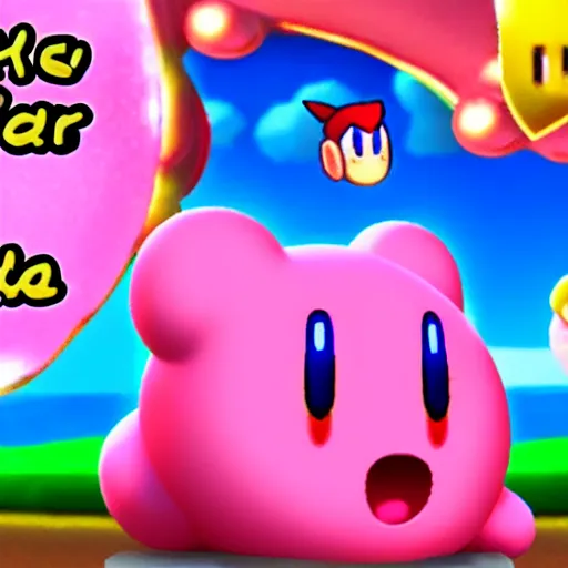 Prompt: kirby consuming himself, kirby's dreamland gameplay