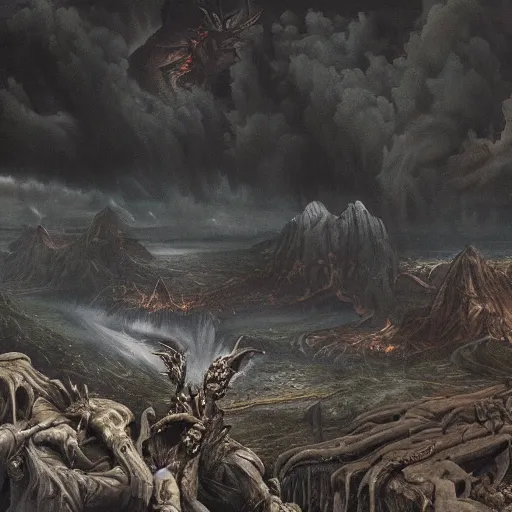 Prompt: A demonic cesspool of pure evil, hell, matte oil painting, highly detailed, astonishing detail