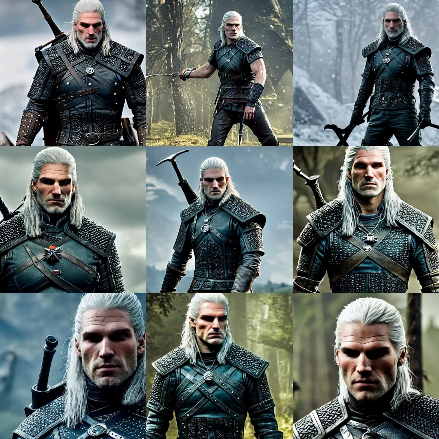 Prompt: geralt!!! of rivia!!!! ( muscular jesse eisenberg ) in netflix's the witcher ( 2 0 2 2 )