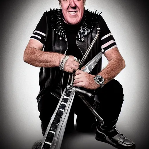 Prompt: jeremy clarkson as a skeleton dressed as a heavy metal band member