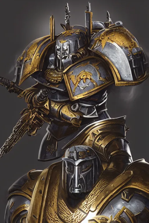 Image similar to armor portrait heros warhammer 4 0 k horus heresy fanart - the primarchs emperor by johannes helgeson animated with vfx concept artist & illustrator global illumination ray tracing hdr fanart arstation zbrush central hardmesh 8 k octane renderer comics stylized