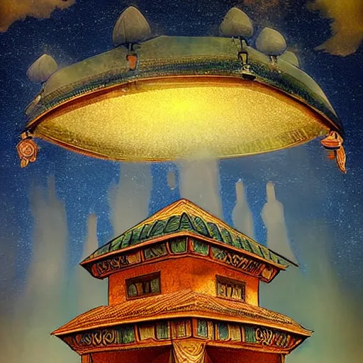 Prompt: a ottoman structure in the sky, fantasy art, intricate