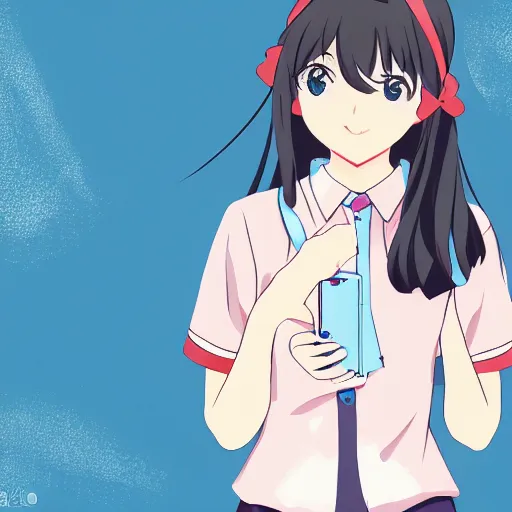 Image similar to a portrait of high school girl in the style of kyoto animation, Illustrator, in simple background, trending on pixiv