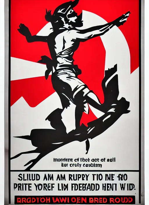 Image similar to propaganda poster instructing to run away from red birds