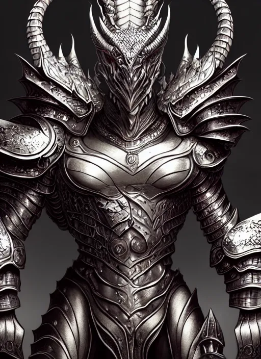 Image similar to muscular and tall humanoid dragon!!!! draconian!! intricate ornate iridescent heavy armor!! character concept art, sharp focus, octane render! unreal engine 5! highly rendered!! trending on artstation!! detailed linework!! illustration by artgerm, wlop, and chie yoshii