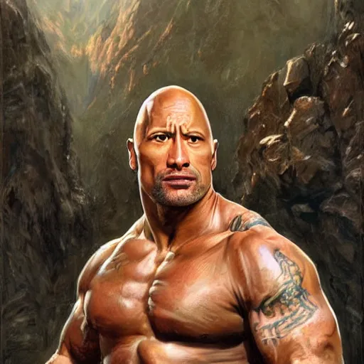 Image similar to Dwayne Johnson as a fantasy D&D berserker, portrait art by Donato Giancola and James Gurney, digital art, trending on artstation