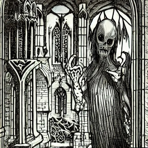 Image similar to nightmare Monsters in gothic art,