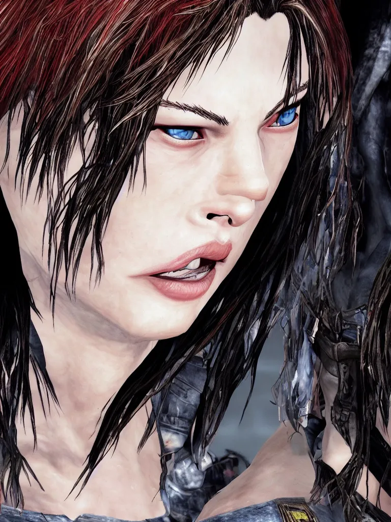 Prompt: Mila Jovovich face close up in Tekken style