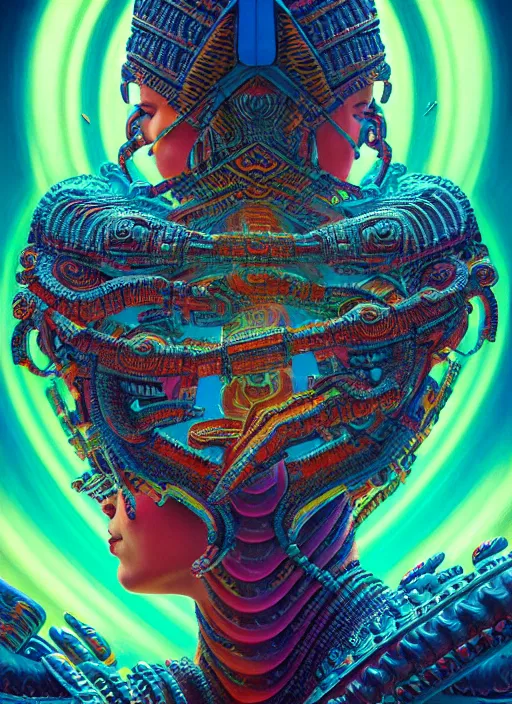 Prompt: hyper detailed ultra sharp 3 d render like a oil painting aztec serpent warrior princess, fractal plane, deep voyage, parallel existence, earthwave, colorful, neon, ornate, intricate, digital painting, concept art, smooth, sharp focus, illustration, art by artgerm and greg rutkowski and h. r. giger, 8 k