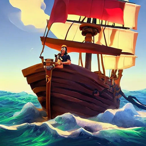 Image similar to painting jack the pirate on sea of thieves game avatar hero smooth face median photoshop filter cutout vector behance hd by jesper ejsing, by rhads, makoto shinkai and lois van baarle, ilya kuvshinov, rossdraws, illustration, art by ilya kuvshinov and gustav klimt