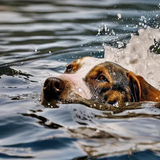 Prompt: A dog swimming in a sea of mucus, snot, and pus.