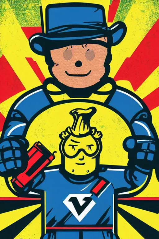 Image similar to fallout 7 6 retro futurist illustration art by butcher billy, sticker, colorful, illustration, highly detailed, simple, smooth and clean vector curves, no jagged lines, vector art, smooth andy warhol style