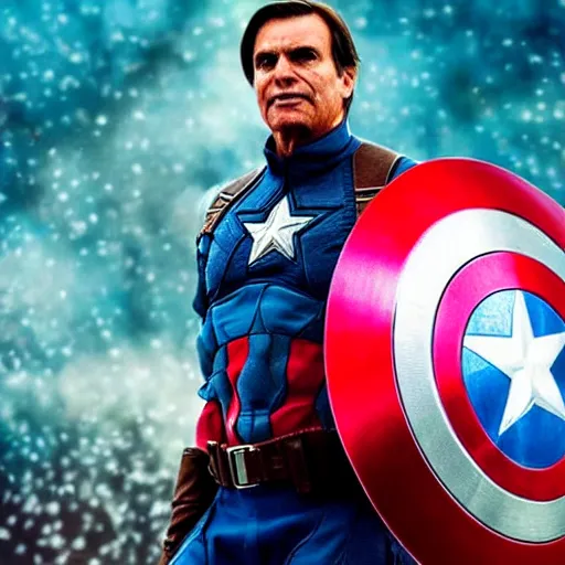 Prompt: Jair Messias Bolsonaro as captain america, 4k