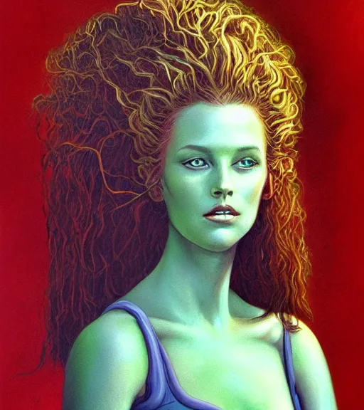 Image similar to Portrait of a princess, illustration by Michael Whelan and Pete Lyon, fantasy art, visionary art, acrylic painting, smooth blending