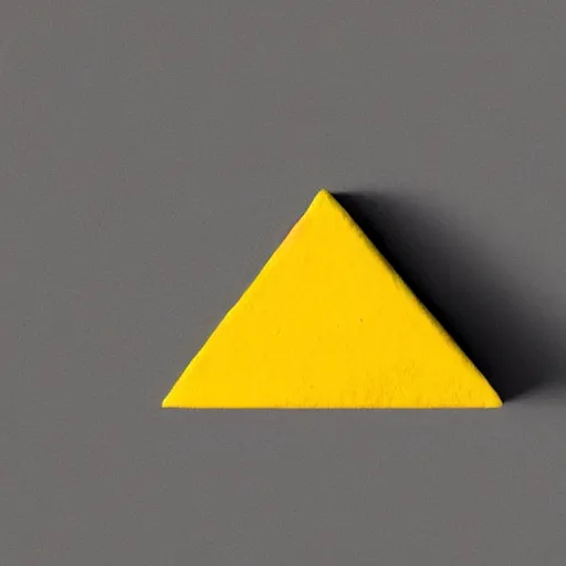 Prompt: a yellow triangle made of bricks with a top hat answering a phone, hyperrealism