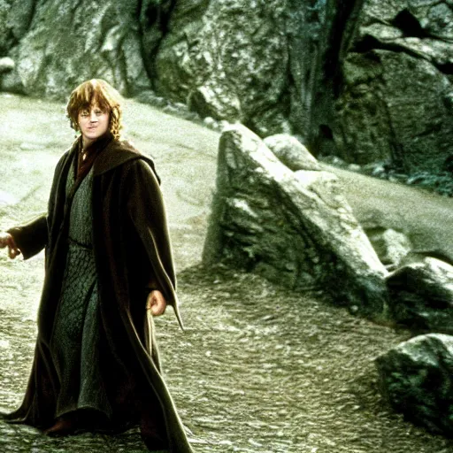 Prompt: Film still of Harry Potter in Lord of the Rings (2000)