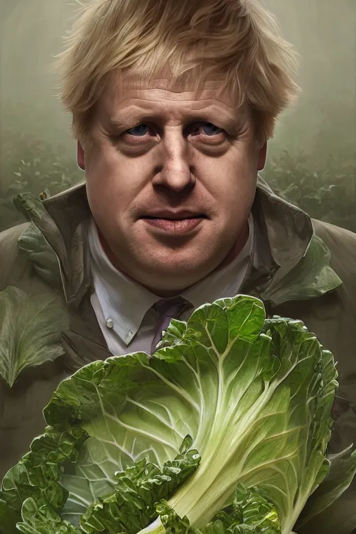 Image similar to boris johnson as garden bed for cabbage, realistic portrait, symmetrical, highly detailed, digital painting, artstation, concept art, smooth, sharp focus, illustration, cinematic lighting, art by artgerm and greg rutkowski and alphonse mucha