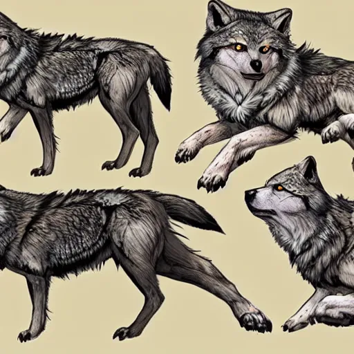 Prompt: ( ( ( ( wolf ) ) ) ) with! owl - head, art reference sheet, featured on artstation