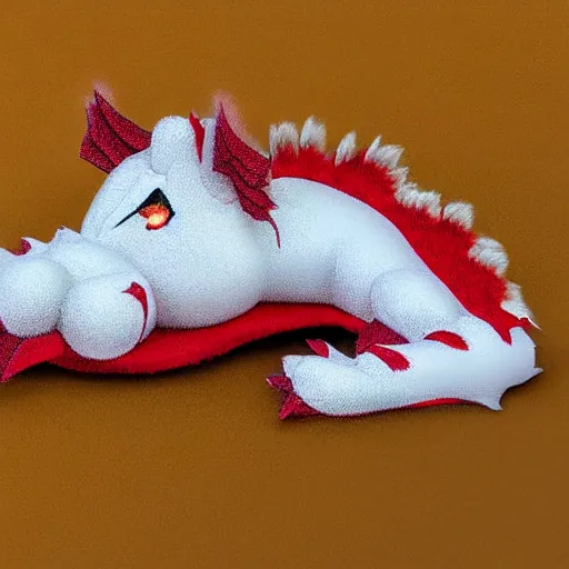 Image similar to Illustration of a plushie red dragon