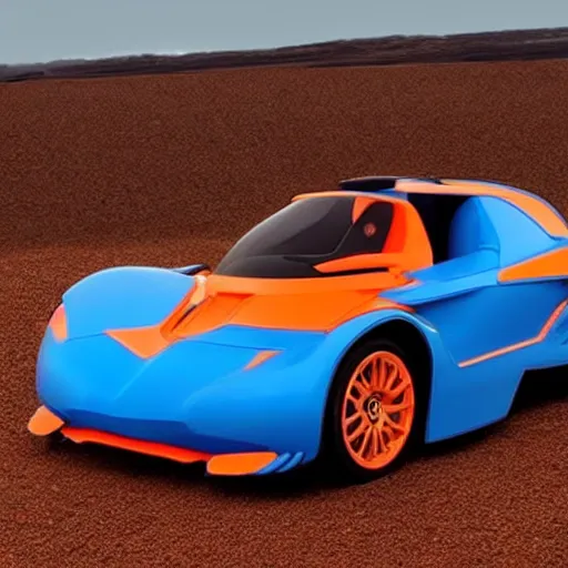 Image similar to orange and blue styled sportscar