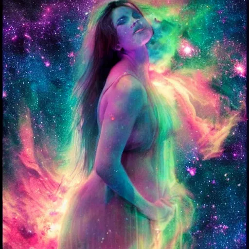 Image similar to a goddess made of a nebula