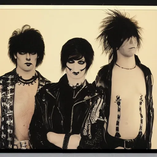 Image similar to 1 9 8 0 s goth band promo photo, fine detailed, photorealistic, portrait