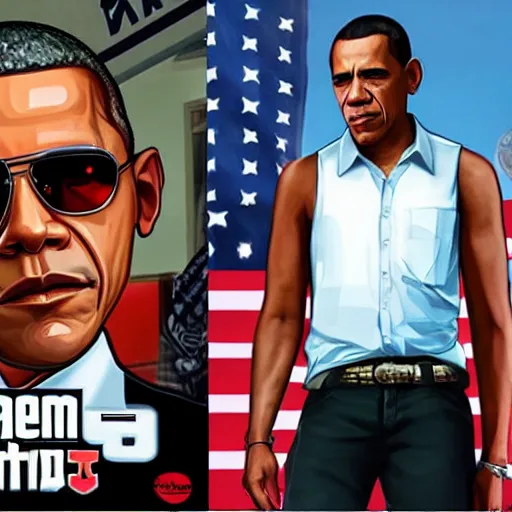 Image similar to Obama as a grand theft auto 5 character