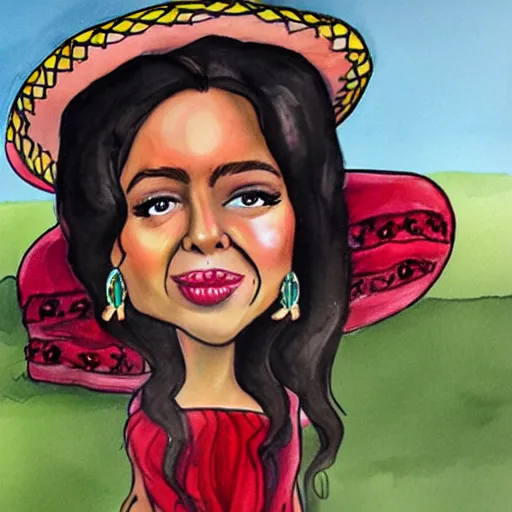 Prompt: by Heidel Bergensis caricature, juicy mexican girl