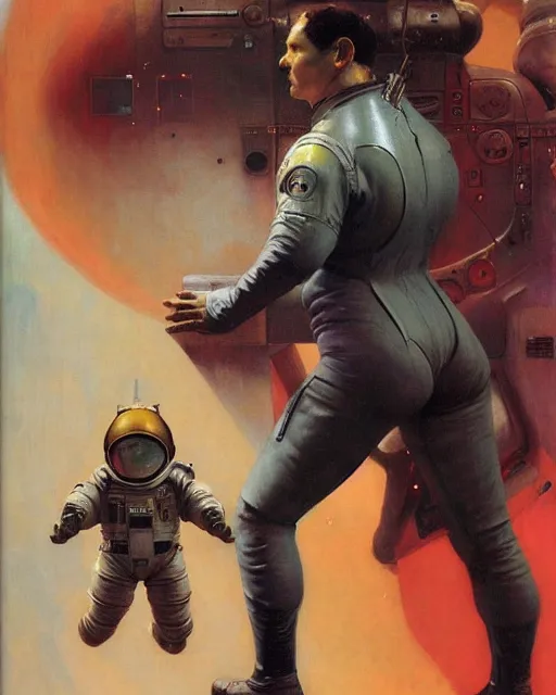 Image similar to pulp 5 0 s scifi cover, spaceman meets man from venus, painted by ruan jia, raymond swanland, lawrence alma tadema, zdzislaw beksinski, norman rockwell, jack kirby, tom lovell, alex malveda, greg staples