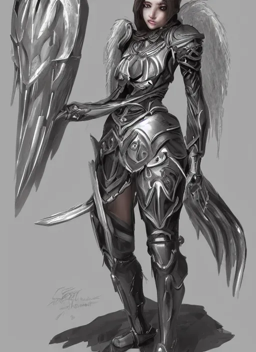 Image similar to concept art, angel knight girl, artstation trending, highly detailed