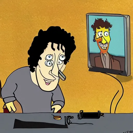 Image similar to bob dylan cartoon in spongebob style