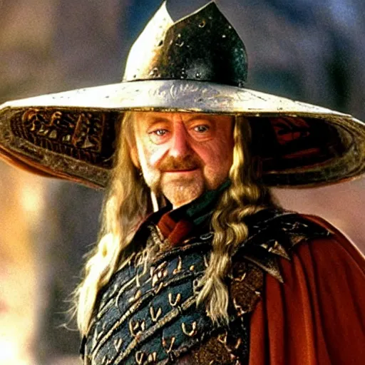 Image similar to theoden king of rohan wearing sombrero