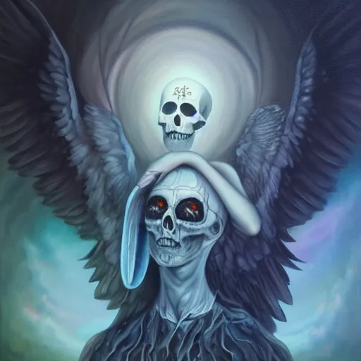 Prompt: brining healing to the underworld astral realm death journey in oil painting, trending on artstation, award winning, emotional, highly detailed dark surrealist art