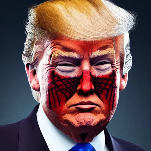 Image similar to Donald Trump in Spidermans body without mask, hyper realistic photography, 8k,