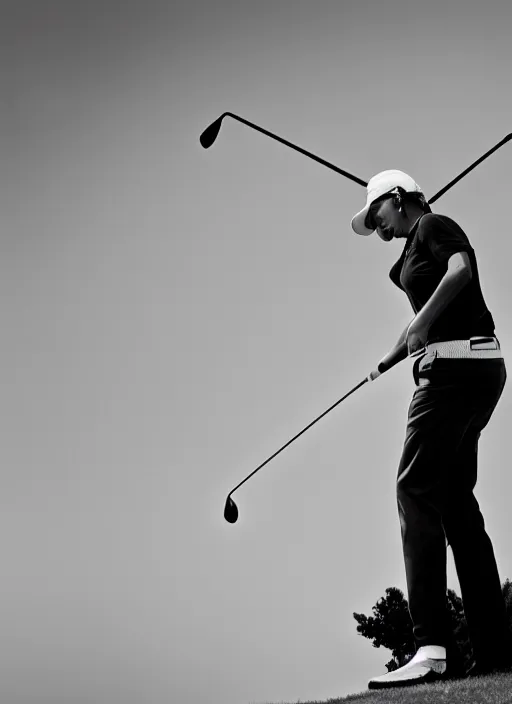 Image similar to golfing black and white portrait white sky in background