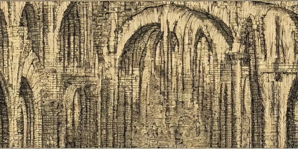 Image similar to a seamless pattern of aqueducts