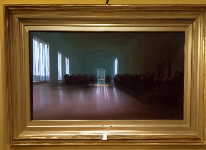 Image similar to painting of a dan flavin installation by thomas cole