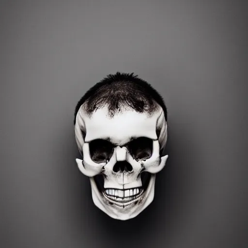 Image similar to a studio photograph of a skull goblet, solid color background, DSLR photography