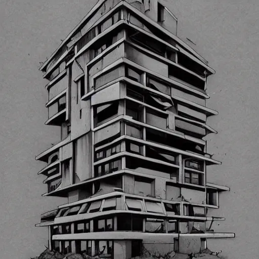 Image similar to brutalist architecture realism, in the style of artgerm