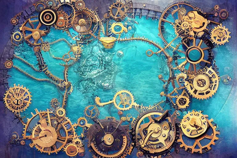 Prompt: steampunk ocean